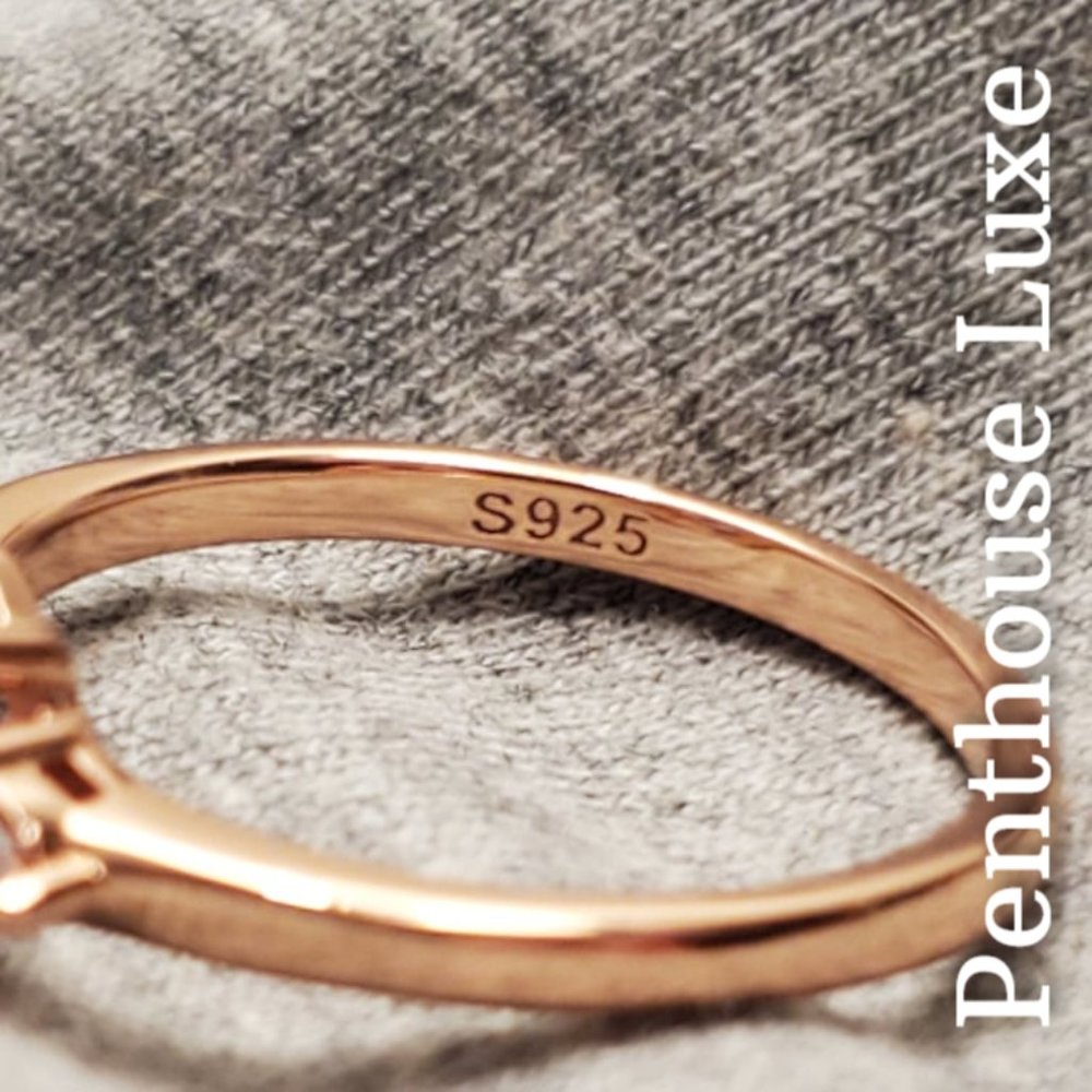 REAL Rose Quartz Hexagon Rose Gold 925 Ring - Picture 5 of 7